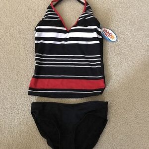 Sand N Sun black, red, white 2 piece swimsuit - wo